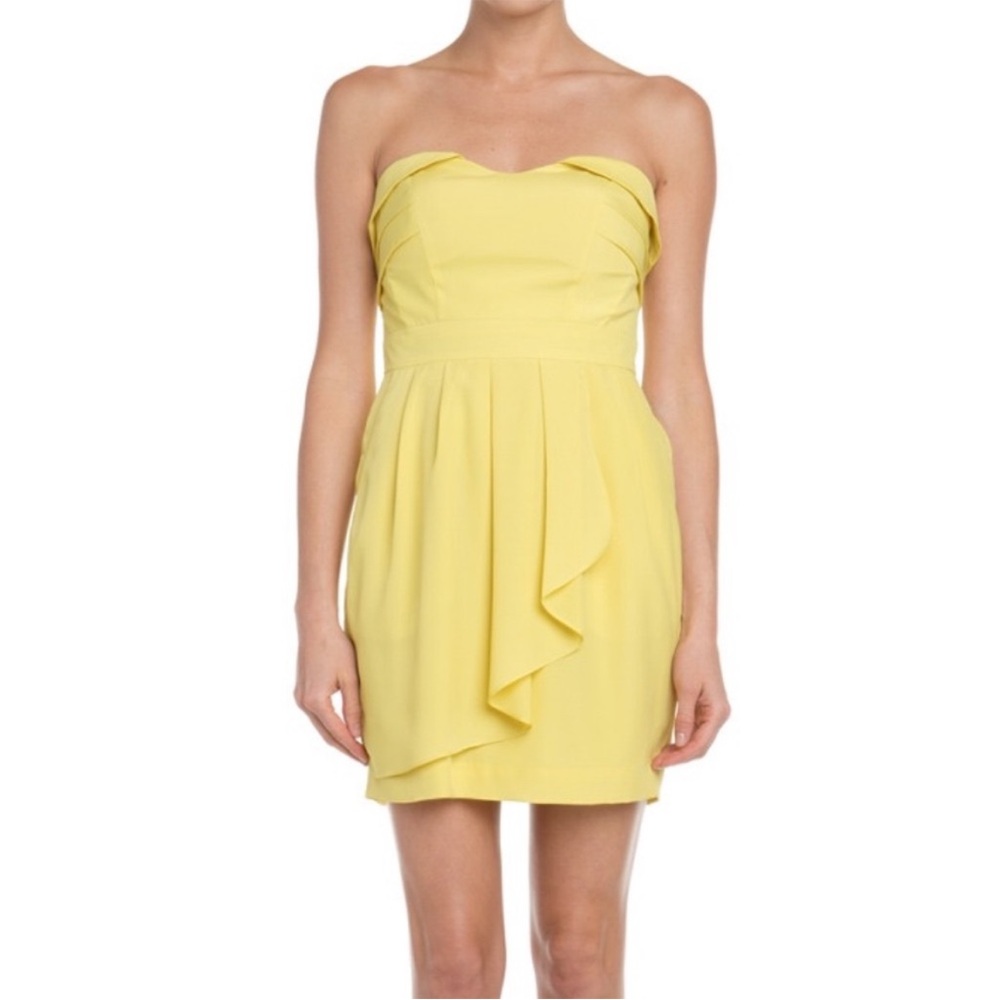 BCBGeneration Strapless Dress in Sunny Yellow
